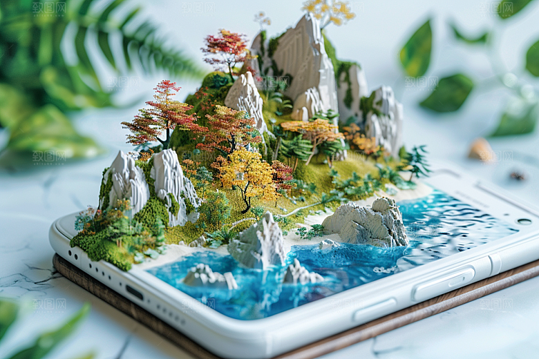 手机VR山水未来立体模型
