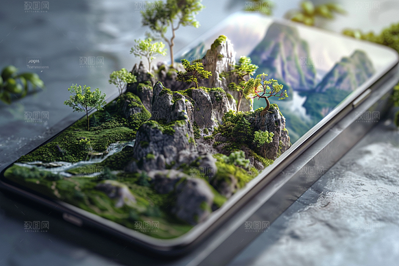 手机VR山水VR技术数码设备模型