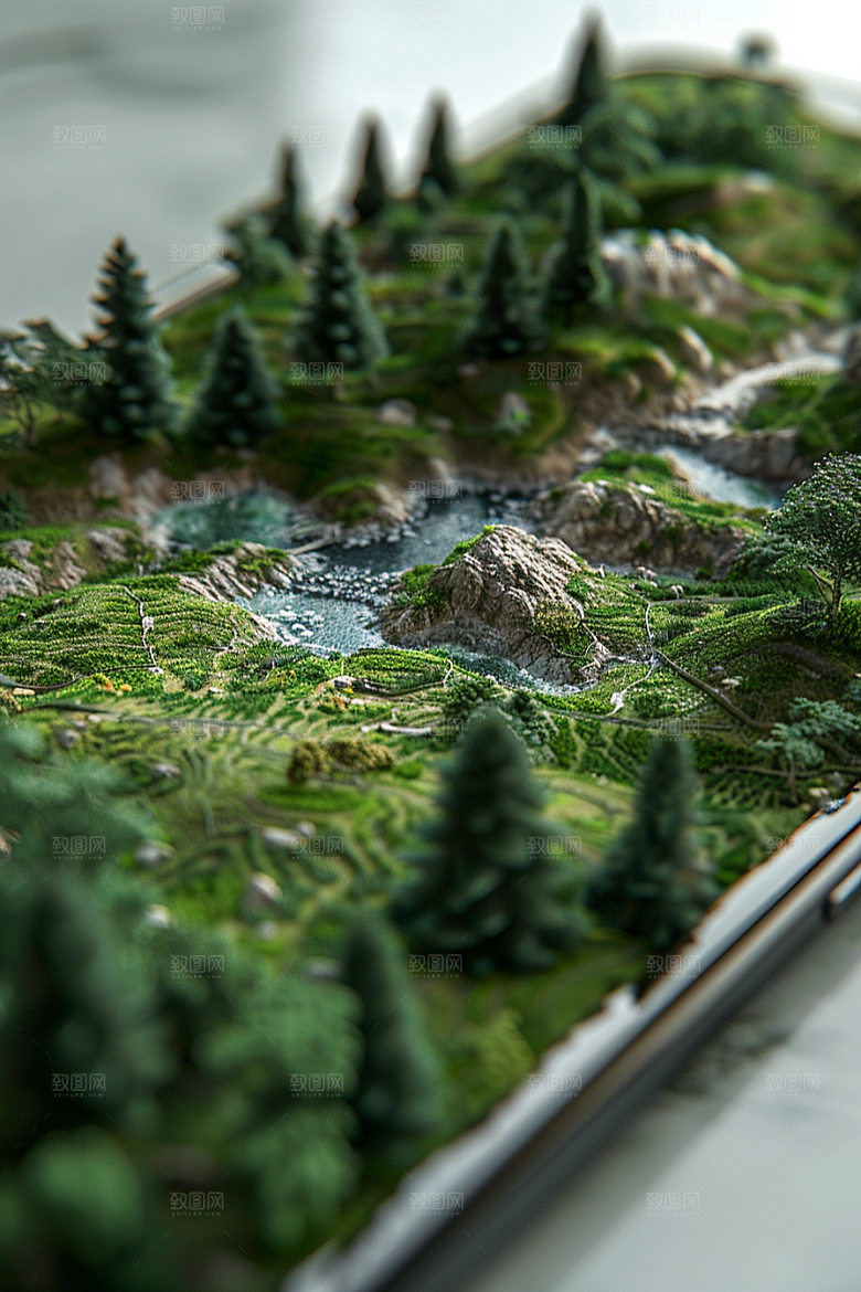 手机VR山水自然超现实模型