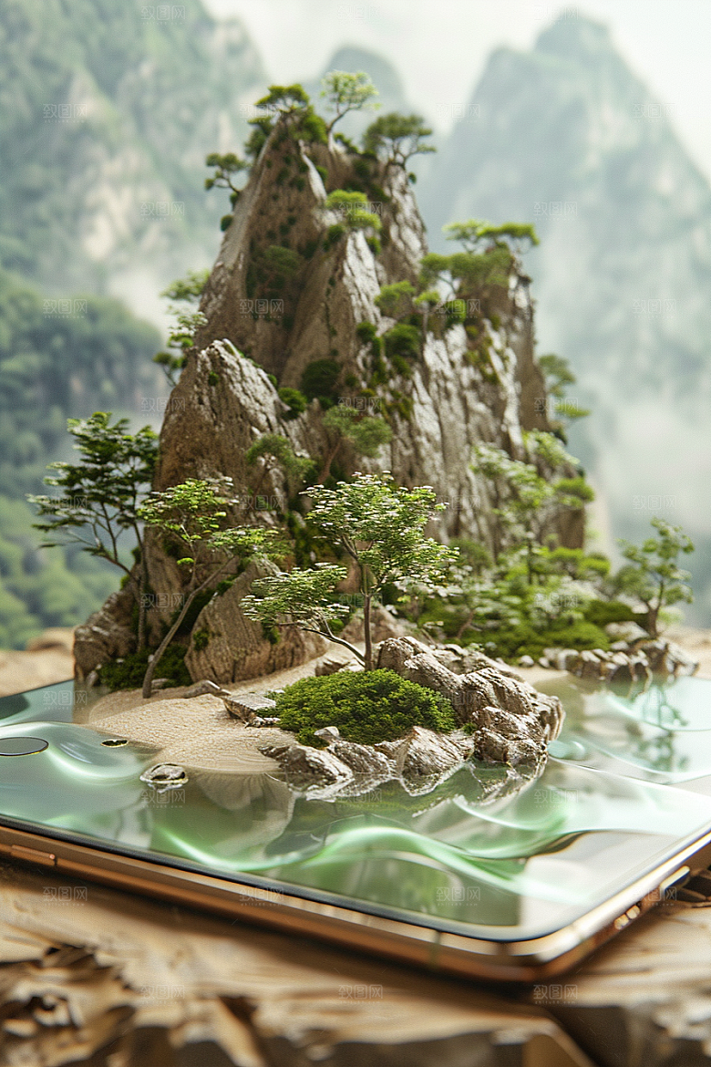 手机VR山水元宇宙高清模型