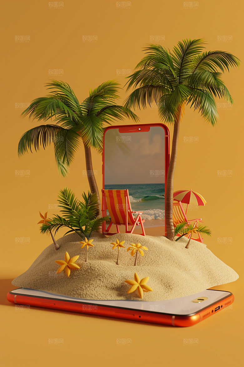 手机VR山水3D数码设备模型