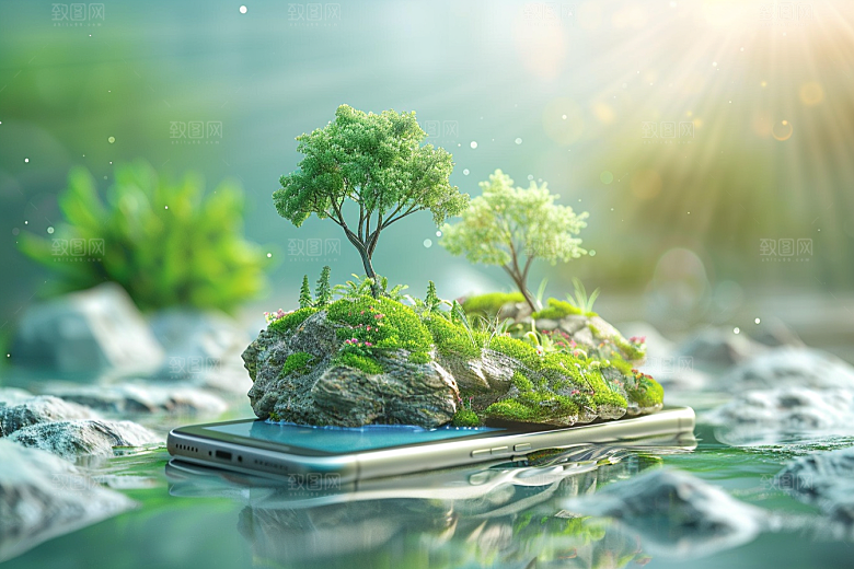 手机VR山水幻想风未来模型