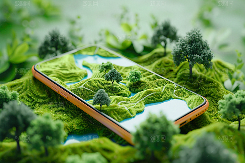 手机VR山水自然科技模型