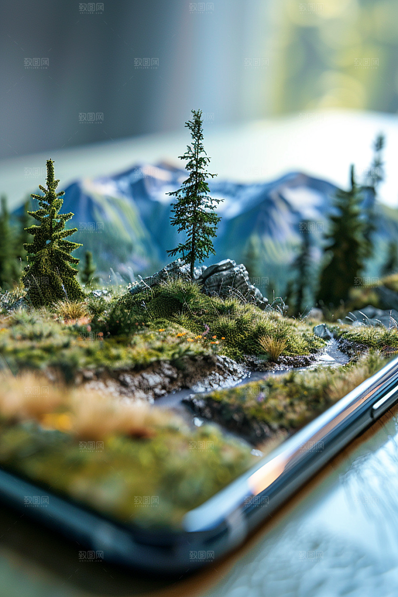 手机VR山水虚拟现实未来模型