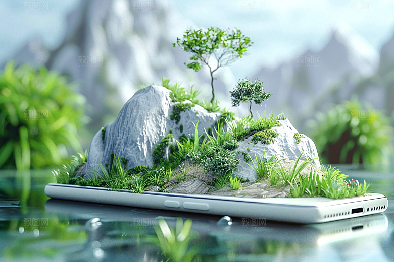手机VR山水超现实虚拟现实模型