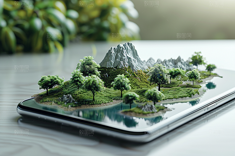 手机VR山水元宇宙科技模型