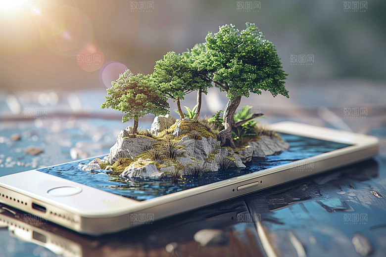 手机VR山水立体科技模型