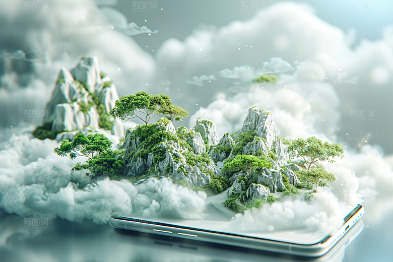 手机VR山水超现实立体模型