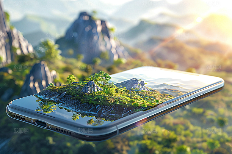 手机VR山水自然立体模型