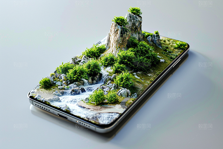 手机VR山水风光自然模型