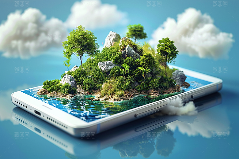 手机VR山水虚拟现实立体模型