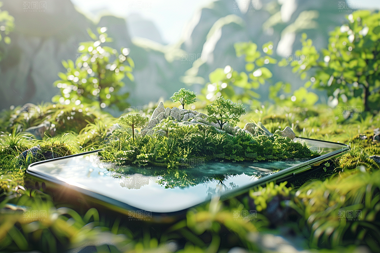 手机VR山水虚拟现实未来模型