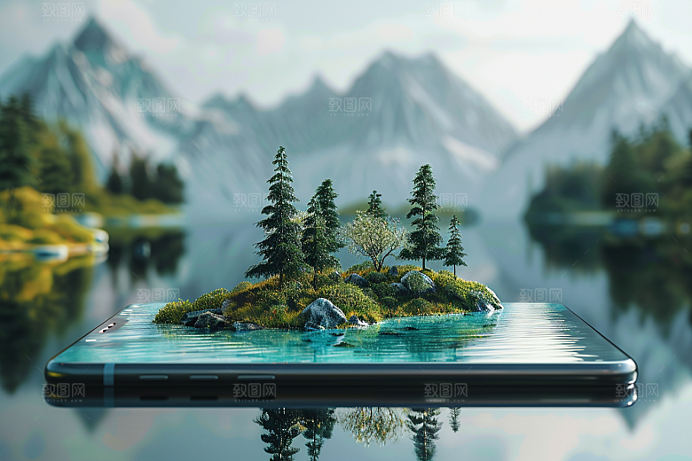 手机VR山水数码设备立体模型