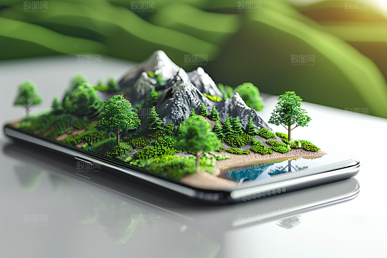 手机VR山水VR技术科技模型