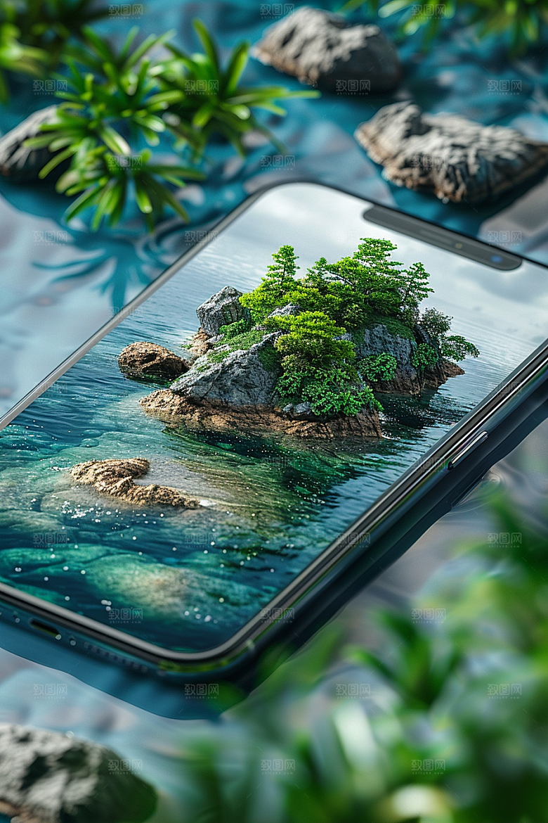 手机VR山水数码设备立体模型