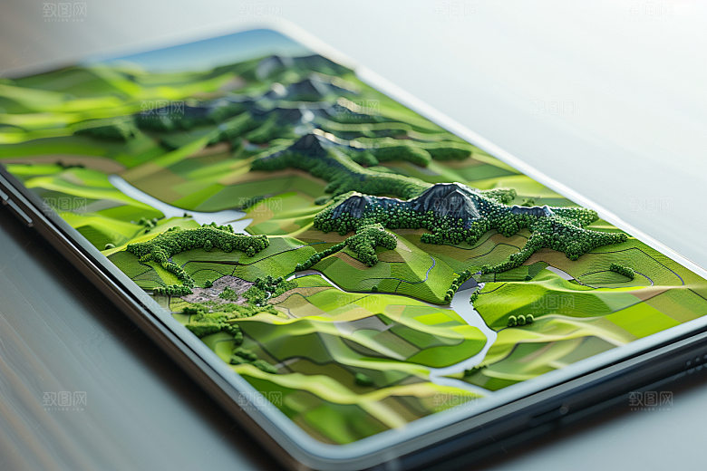 手机VR山水自然科技模型