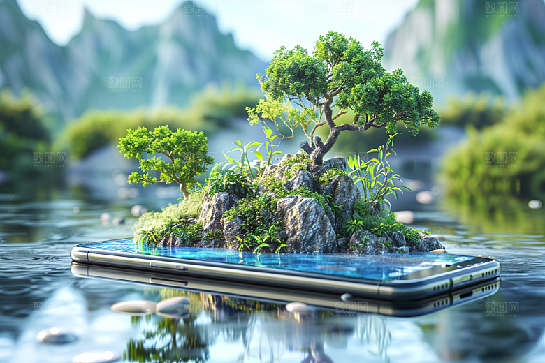 手机VR山水幻想风自然模型