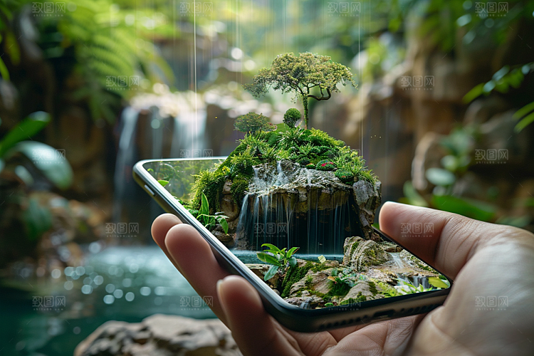 手机VR山水元宇宙科技模型