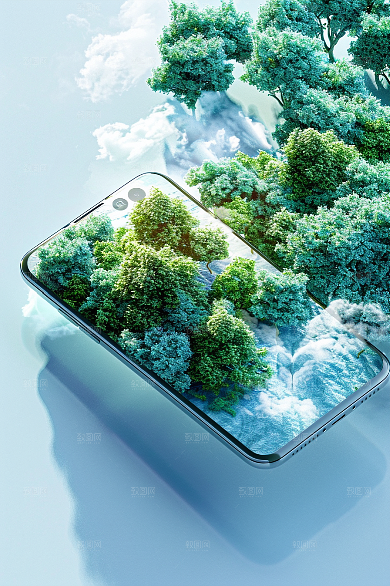 手机VR山水未来自然模型