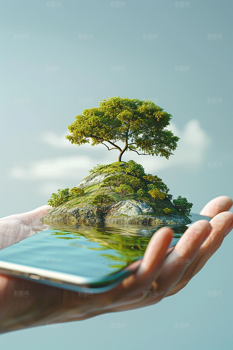 手机VR山水幻想风立体模型