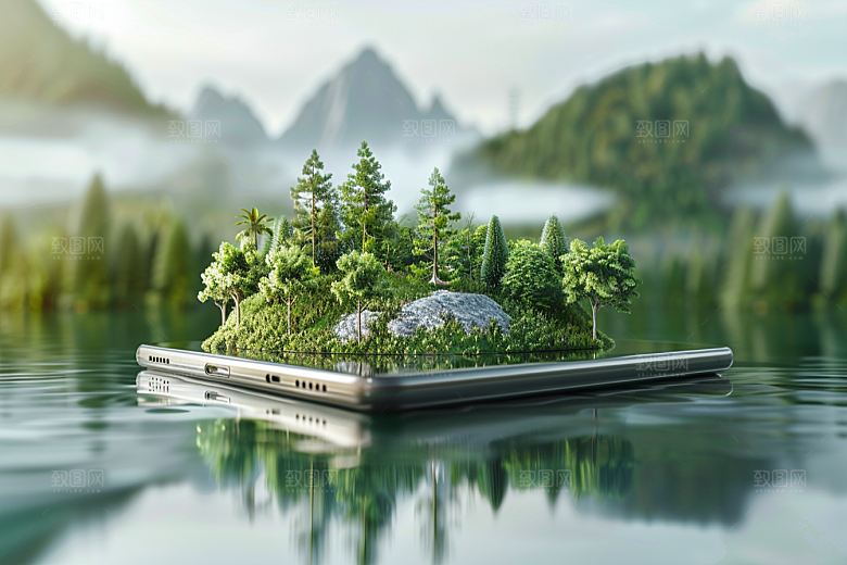 手机VR山水3D未来模型
