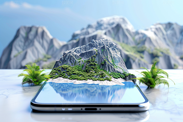 手机VR山水自然风光模型