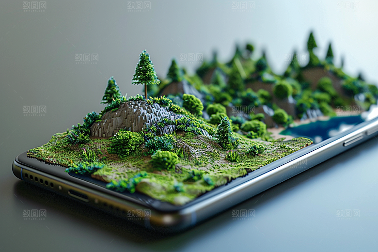 手机VR山水超现实自然模型