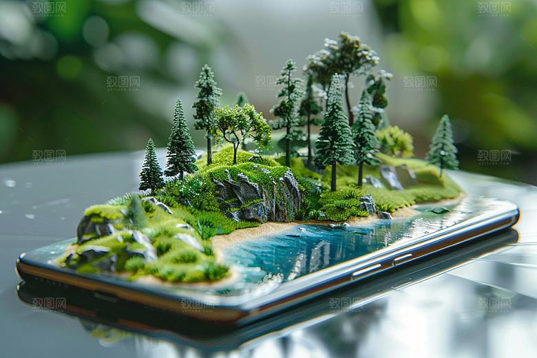 手机VR山水立体科技模型