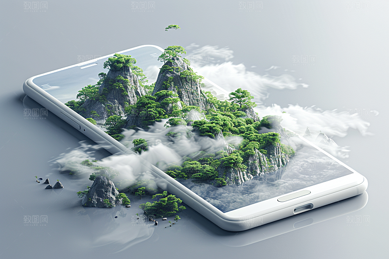 手机VR山水数码设备3D模型