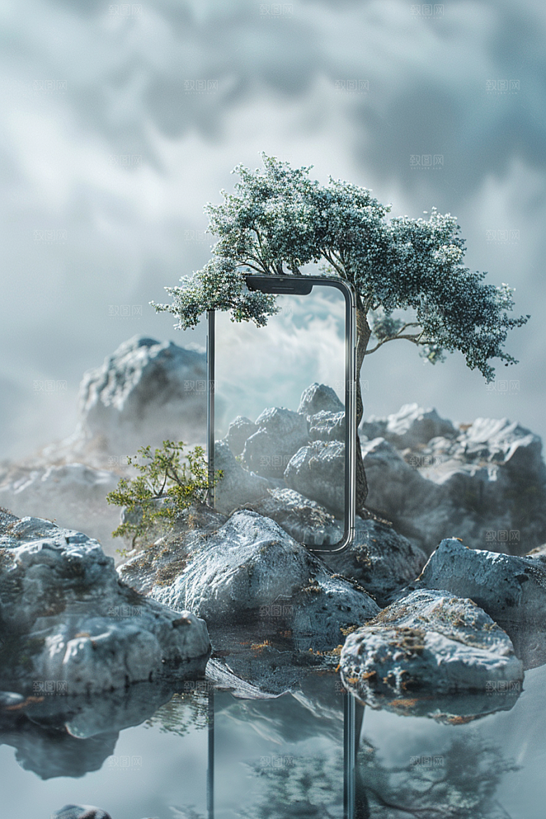 手机VR山水自然科技模型