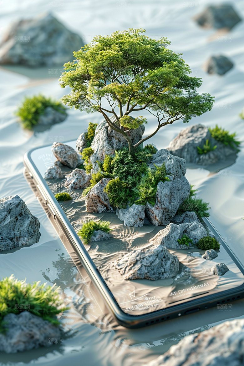 手机VR山水超现实立体模型