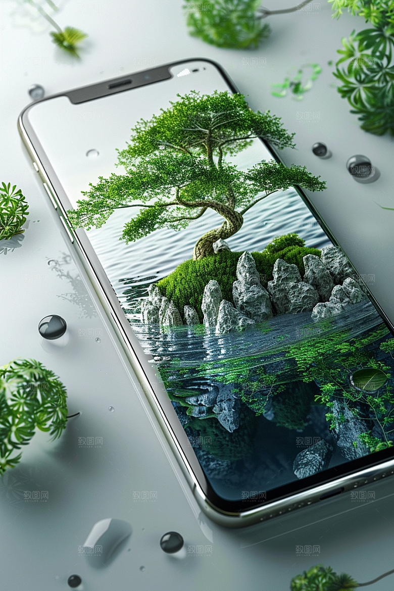 手机VR山水风光科技模型