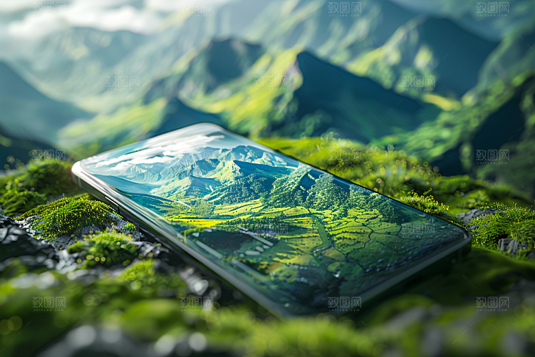 手机VR山水立体科技模型