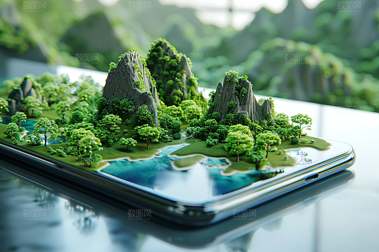 手机VR山水风光立体模型