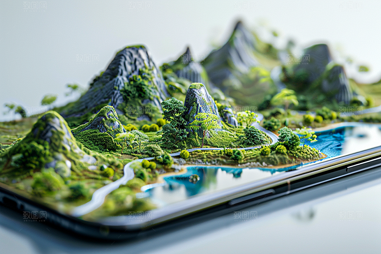 手机VR山水幻想风超现实模型