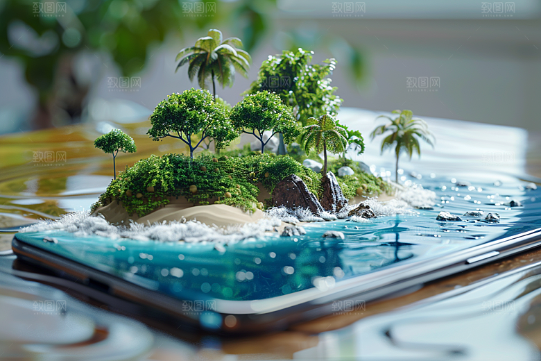 手机VR山水数码设备虚拟现实模型