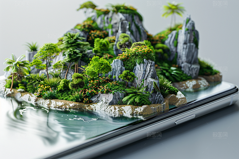 手机VR山水3D高清模型