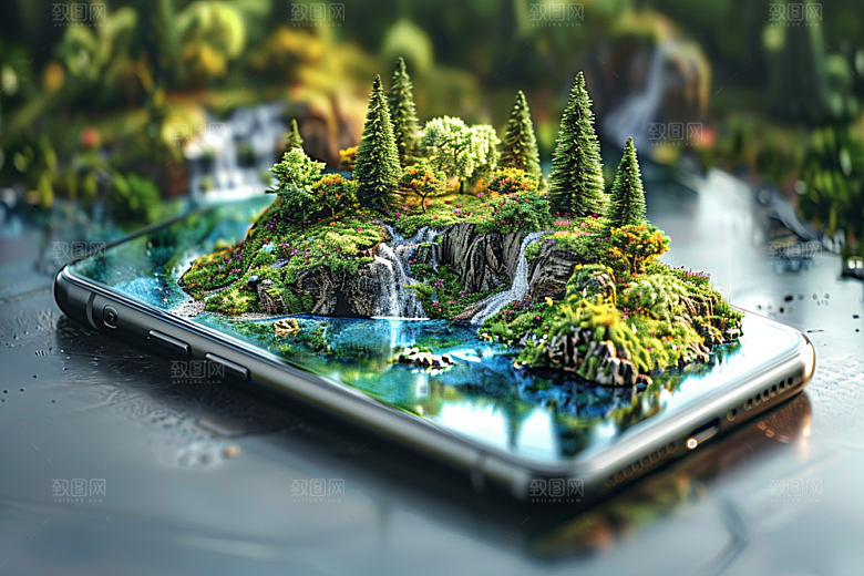 手机VR山水VR技术科技模型