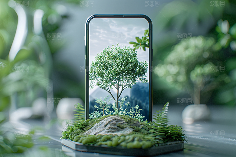 手机VR山水立体数码设备模型