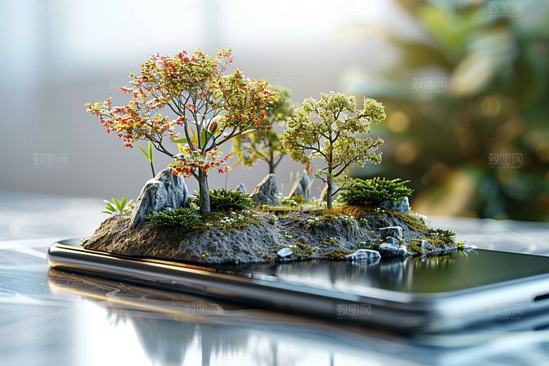手机VR山水幻想风立体模型