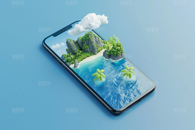 手机VR山水立体幻想风模型
