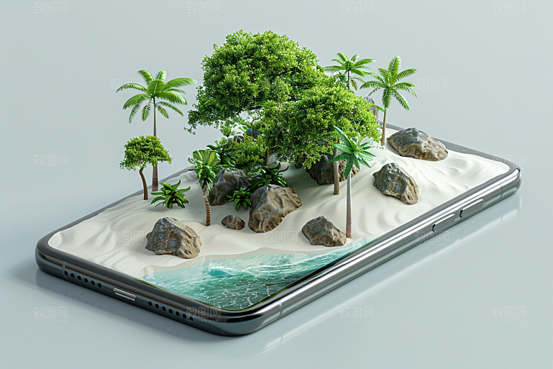 手机VR山水虚拟现实元宇宙模型