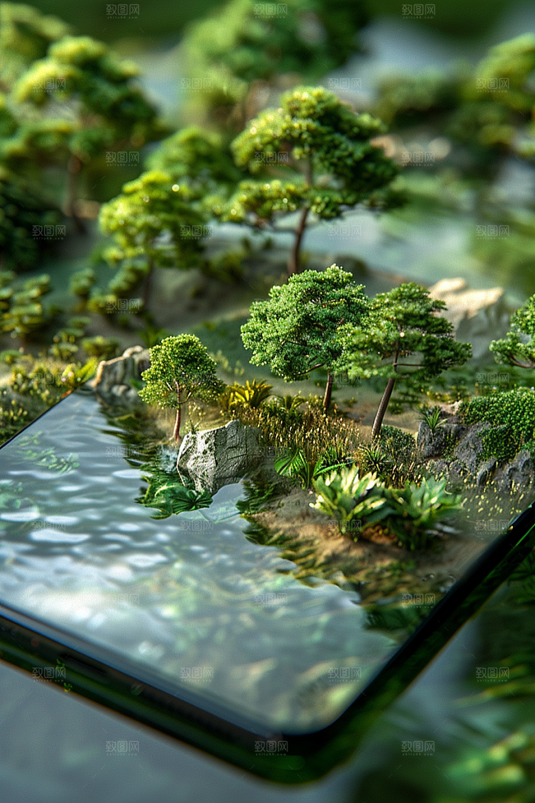 手机VR山水超现实自然模型
