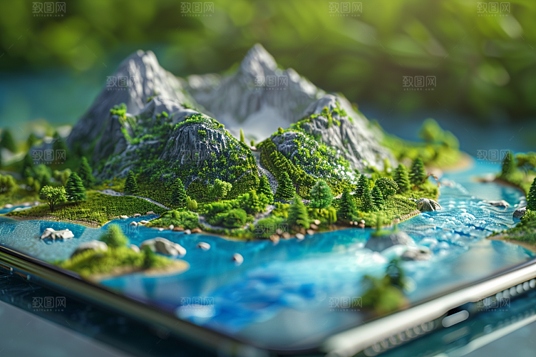 手机VR山水自然自然模型