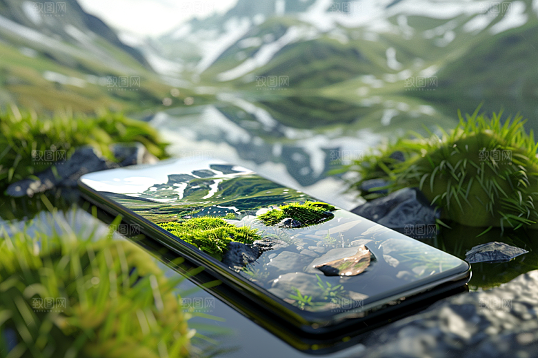手机VR山水数码设备风光模型