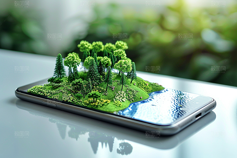 手机VR山水数码设备风光模型
