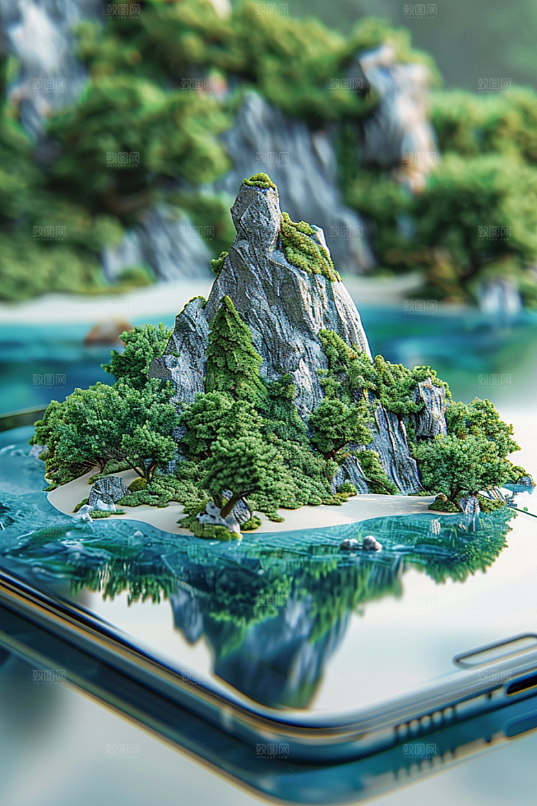 手机VR山水VR技术幻想风模型