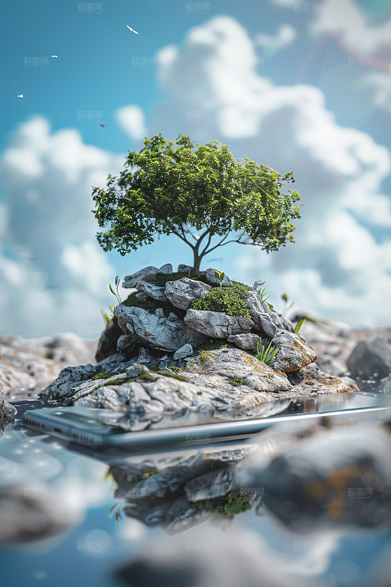 手机VR山水风光立体模型