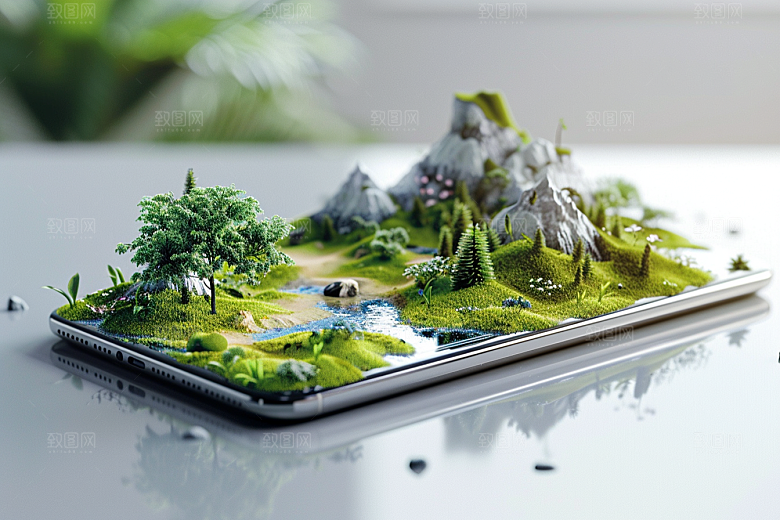 手机VR山水超现实3D模型