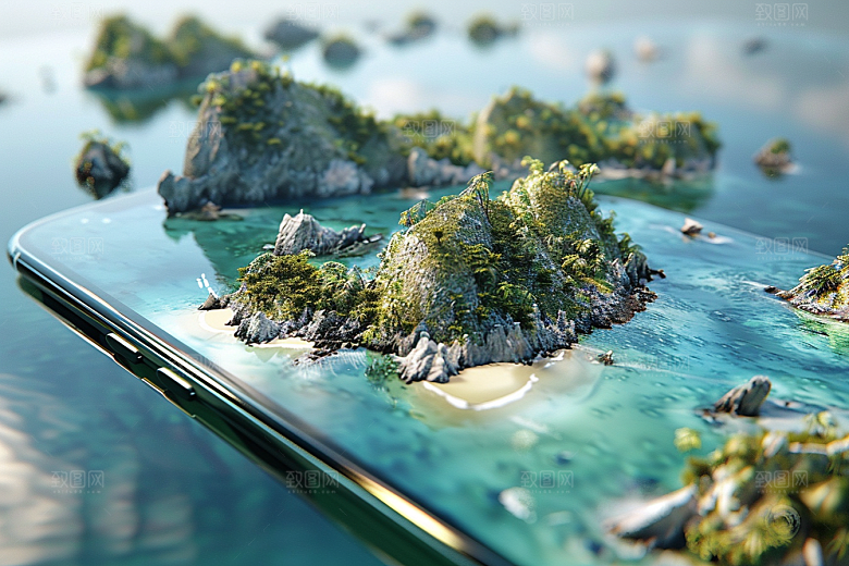 手机VR山水虚拟现实立体模型